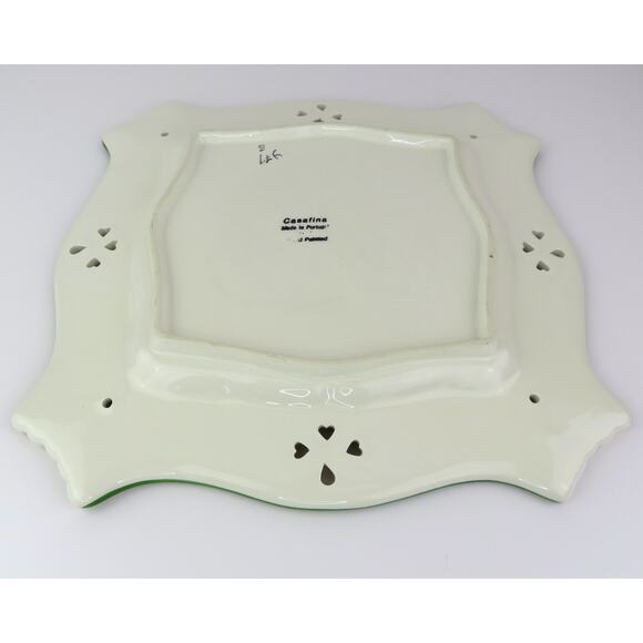 Casafina Portugal Hand Painted Floral Pierced Lace Edge 12.25" Ceramic Platter - Picture 11 of 16
